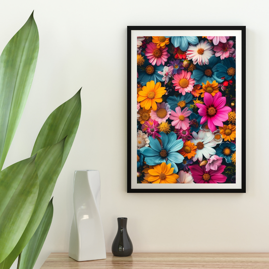 Floral Frenzy Wall Frame | Uplifting Art for Home Decor