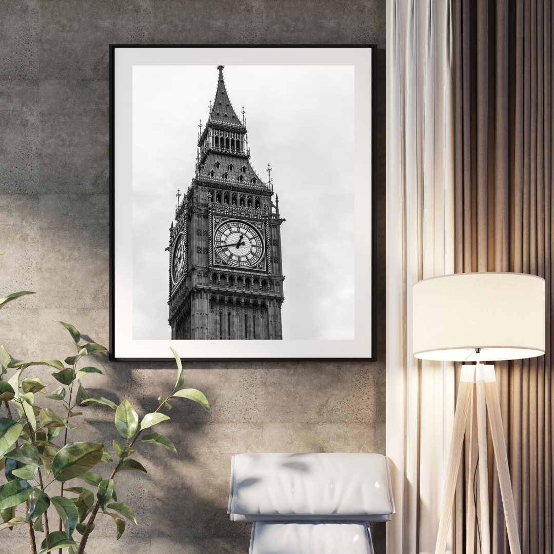 Big Ben Black and White Portrait | London Art Wall Frame